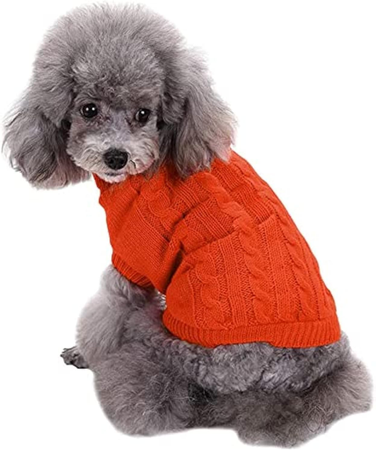 Orange Turtleneck Sweater for Small Dogs