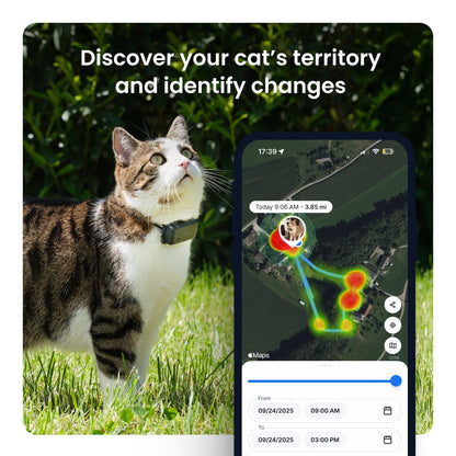 Cat Mini GPS Tracker with Activity Monitoring, Fits Any Collar (Dark Blue)