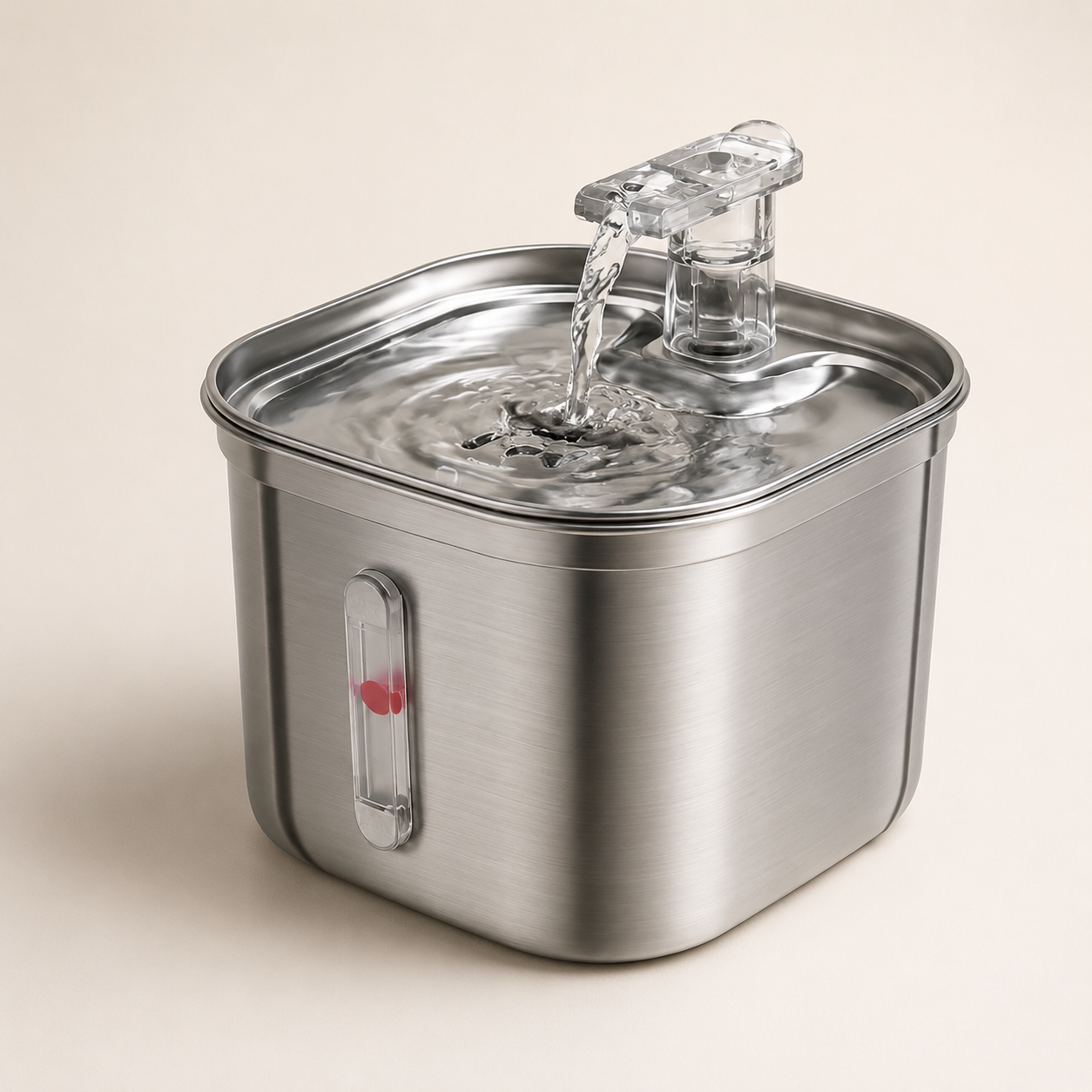 2.2L Stainless Steel Manual Pet Water Fountain Dispenser with Filters