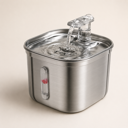 2.2L Stainless Steel Manual Pet Water Fountain Dispenser with Filters
