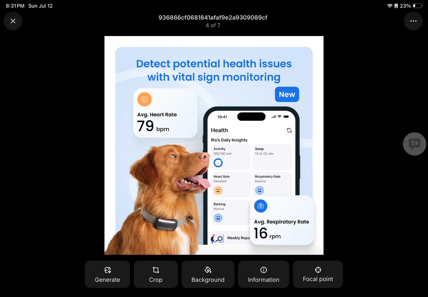 Smart GPS Dog Tracker with Vital Signs Monitoring (Mint)