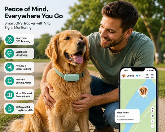 Smart GPS Dog Tracker with Vital Signs Monitoring (Mint)