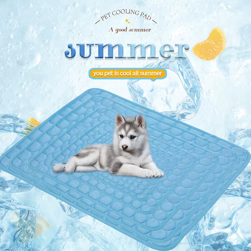 Pet Cooling Mat Dog Cat Sleeping Pad Cool Ice Silk Moisture-Proof Mattress Cushion Summer Small Animal Cold Bed 5 Sizes