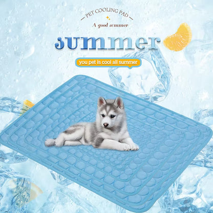 Pet Cooling Mat Dog Cat Sleeping Pad Cool Ice Silk Moisture-Proof Mattress Cushion Summer Small Animal Cold Bed 5 Sizes