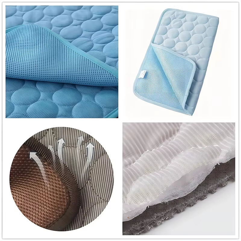 Pet Cooling Mat Dog Cat Sleeping Pad Cool Ice Silk Moisture-Proof Mattress Cushion Summer Small Animal Cold Bed 5 Sizes