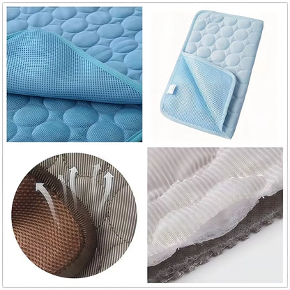 Pet Cooling Mat Dog Cat Sleeping Pad Cool Ice Silk Moisture-Proof Mattress Cushion Summer Small Animal Cold Bed 5 Sizes